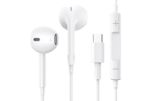 QI GXINR USB C Headphones, Type C Wired In-Ear Earphones with Mic and Volume Control, Noise Reduction Stereo Earbuds for iPhone 15, iPad Pro, Samsung, Pixel, Huawei and Other Type C Interface Devices