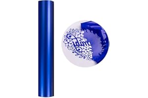 HEINAROMAN Rouleau Vinyle Adhésif - 30cm×152cm Chromée Bleu Métallique Repositionnable Film auto-Adhésif Pour Couper et Silhouette Cameo, Appliqué Dans Les Travaux Manuels et La Décoration de La Maison