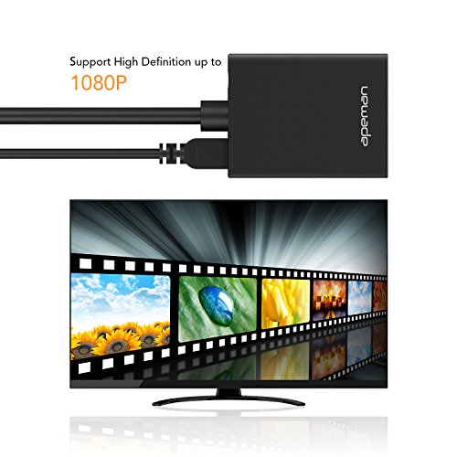 APEMAN VGA auf HDMI Konverter Adapter VGA zu HDMI mit Audio-Übertragung 1080P HDTV und USB-Kabel für Stromversorgung unterstützt für TV, Computer, Projektor, Laptop, DVD, AV - 7