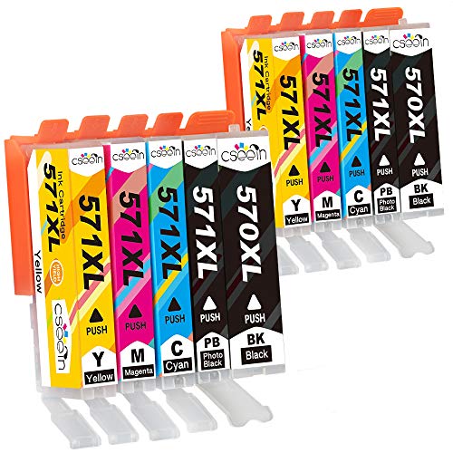 Cseein 10x PGI570XL CLI571XL Cartuchos de Tinta Reemplazo Compatible con Canon PIXMA MG5750 MG5751 MG5752 MG5753 MG6850 MG6851 MG6852 MG6853 TS5050 TS5051 TS5053 TS5055 TS6050 TS6051 TS6052 Impresora