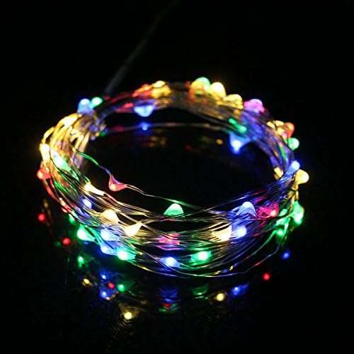 5m 50leds Battery Powered Copper Wire String Lights Waterproof 8 Lighting Modes For Indoor Outdoor Use Fairy Lights With Remote Control,Multi-colored-5m