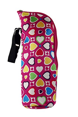 Durable Baby Thermal Feeding Bottle Warmers Bag Mummy Insulation Tote Bag Hang in the Baby Stroller,Pink Floral Pattern