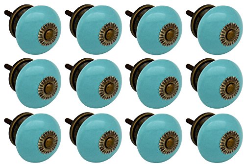 Preisvergleich Produktbild Nicola Spring Keramik Schrankschublade Knauf - Türkis x12