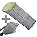 Produktbild BAMBINIWELT KOMBI-ANGEBOT MUFF + Winterfußsack/MUMIE- aus Lammwolle für Kinderwagen, Buggy, Schlitten - STERNE HELLGRAU