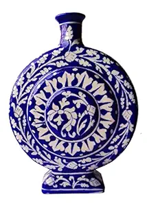 Shiv Kripa Blue Pottery Ceramic Flower Vase (9*8 INCH, Blue)