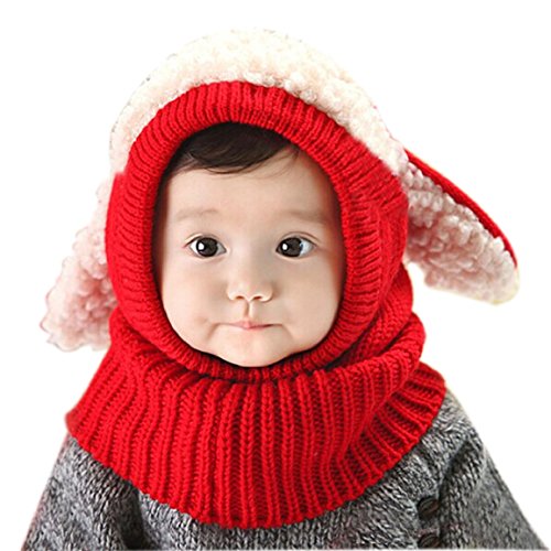 Ukamshop(TM)Winter Baby Kids Girls Boys Warm Woolen Coif Hood Scarf Caps Hats (Red)