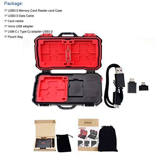 Custodia Multifunzionale per schede di memoria, Freesoo 2 in 1 Lettore Schede di Memoria Impermeabile 2 Usi Card Holder USB 3.0 Magica Scatola Universale per Schede CF / SD / TF