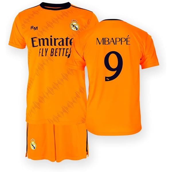 Maillot De Foot Enfant Real Madrid Maillot Mbappé Enfant Real Style - Ensemble Blanc Numéro 9 - Cadeau Foot Garçon 2024 Maillot Football Garçon Cadeau Anniversaire