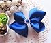 PrettyBoutique 5 Inches Girls Large Rhinestone Grosgrain Hair Bow Alligator Clip (Royal Blue)