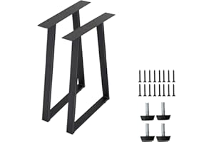 H JINHUI Lot de 2 pieds de table trapézoïdaux robustes avec vis pour table basse industrielle, table basse avec vis pour table de petit-déjeuner, bar, banc, table de bureau (l 50 x H)