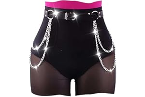 Flovel Cintura a Catena in pelle Punk Cintura Gotica a Catena Nera Rave Nightclub Catena per Pancia Gioielli Catena in Vita per Donne e Ragazze