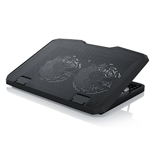 CSL – 15,6 Zoll Notebook Cooling-Pad Silent | Notebook Kühler / Laptop Lüfter / Notebook Cooler | Super Silent Cooling System | 2x USB-Port Typ A | blaue LEDs | Metallgitter-Oberfläche | 6 verschiedene Neigungseinstellungen - 2