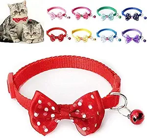 Pet Guard Adjustable Bell Buckle Velvet Neck Strap for Kitten Cat 13.8inch - Red
