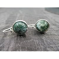 Ohrringe Noble - Edelstein Moosachat - versilbert