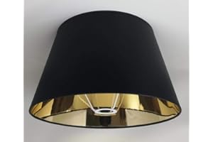 ARG LIGHTING 40 cm Abat-jour , Tissu Noir avec Doublure Dorée, Fait à la Main, pour Lampe de Table, Lampadaire