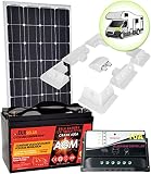 Kit Panel solar 12V 100W monocristalino con PWM 10A cargador solar; AGM 100Ah batería; Soportes