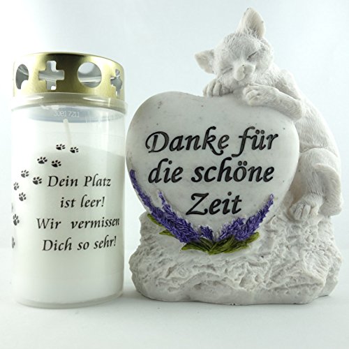 Katzengrab Set Gedenkstein mit Trauerlicht. 2er Set