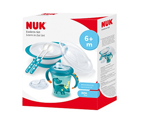 NUK 10225109 Esslern-Set mit 1x Starter Cup, 1x Esslernschale, 2x Fütterlöffel und 1x gratis Ersatz-Trinktülle, ab 6 Monate - 2