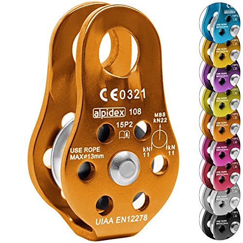 ALPIDEX Poulie de déviation 22 KN - pour des Cordes textils dŽUn diamètre dŽau Plus 13 mm - EN12278