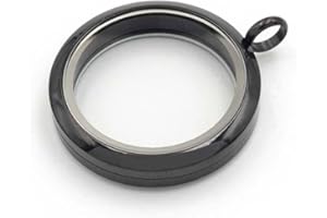 Vintageparts FACHHANDEL FÜR SCHMUCKZUBEHÖR Glasmedaillon aus Edelstahl mit Schraubverschluss zum Befüllen in Schwarz 30 mm 1 Stück zum Schmuck selber machen