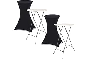 IDMarket – – Juego de 2 mesas Altas Plegables 105 cm + 2 Fundas Negras