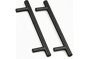 Drenky 2 Pack Black Kitchen Cupboard Handles, Kitchen Door Handles Stainless Steel Cabinet Handles 160mm Hole Centre Wardrobe Handles with Screws for Wardrobe Cabinet Drawer