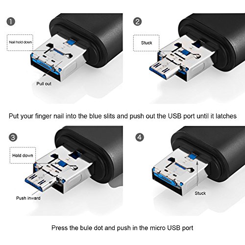 TUTUO USB Kartenleser Speicherkartenleser SD / Micro SD (TF) 3 in 1 Universal USB Type C, USB-A und Micro USB OTG Adapter für MacBook Pro, Chromebook Pixel / XL / Pixel C, Nexus 5X / 6P, Lumia 950 / XL, Huawei P9 / P10, Samsung Galaxy S8, OnePlus 3, Handys, Computer, Smart TV und mehr (Schwarz) - 5