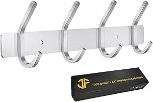 JOLY FANG Appendiabiti da Parete Argento, Ganci Appendiabiti da Muro in Acciaio Inox, Attaccapanni Montato da Parete per per Cameretta, Cucina, Bagno (4 Ganci)