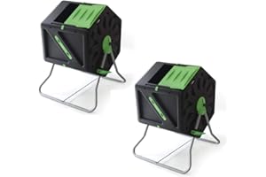 GRO GARDEN PRODUCTS 2 x Single 105L - Chamber Tumbling Composter Bin, Heavy Duty Rotating Composter, Outdoor Garden Compost Bins, Composter Bin For Garden - Make Your Garden Waste Into Lovely Compost in 3-4 Weeks!