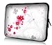 Produktbild wortek Universal Notebook Tasche aus Neopren für Notebooks bis ca. 17,3 Zoll - Blumen Ranke Weiß Rot