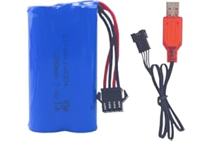 ZYGY 7.4V 1200mAh SM-4P Plug Rechargeable Battery with USB Charging Cable for EC08 RC Toy Car Model Off-Road Car Climbing Drifting Racing RC Boat Battery