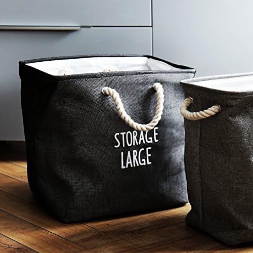 BANFANG Canvas Storage Basket - Storage Bin is perfect for organizing the Nursery, Beauty Products, Office Supplies, Gift Baskets By (deep gray)