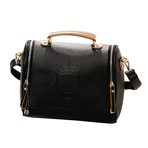 Preisvergleich Produktbild Frauen Mädchen PU Leder Schultertasche Handtasche Crossbody Taschen Beutel schwarz