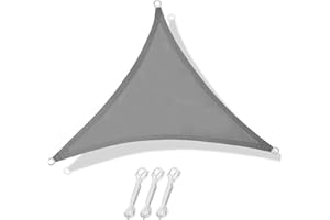 XTDMJ Trójkątny żagiel przeciwsłoneczny 3 x 3 x 3 m, wodoszczelny, z zestawem mocującym, odporny na warunki atmosferyczne, na taras, do ogrodu