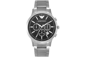 Emporio Armani Watch for Men, Quartz 3 sub dial Chronograph Movement and 43mm Case Size with Stainless Steel Strap