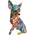 Chihuahua Dog Statue, Colorful Animal Graffiti Dog Figurines, Sit Down Balloon Animal Dog Statue Ornament ,Realistic Resin Dog for Home Decor (Chihuahua Rainbow)