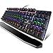 Produktbild COMBATERWING Mechanische Gaming Tastatur USB, programmierbarer RGB-Beleuchtung, Blue Switsches, 100% Anti-Ghosting, 104 Tasten wasserdicht Ergonomisches Design für Gamer, Schreibkräfte, US Layout