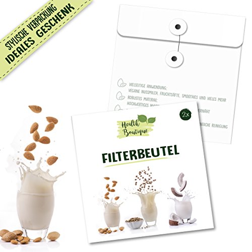 2x Nussmilchbeutel | Passiertuch | Filterbeutel Set für vegane Milchalternativen wie Nussmilch, Mandelmilch, Frucht-/Gemüsesaft und Smoothies | Health Boutique - 3