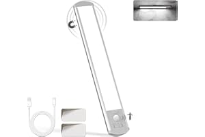 ‎LQWELL LQWELL® 36 LEDs Lampa szafkowa Bezprzewodowa lampa z czujnikiem ruchu 24 cm 1500 mAh Akumulatorowa ściemnialna lampa szafkowa do kuchni, Garderoby, Regału na książki, Sypialni (Szary, 1 Sztuka)