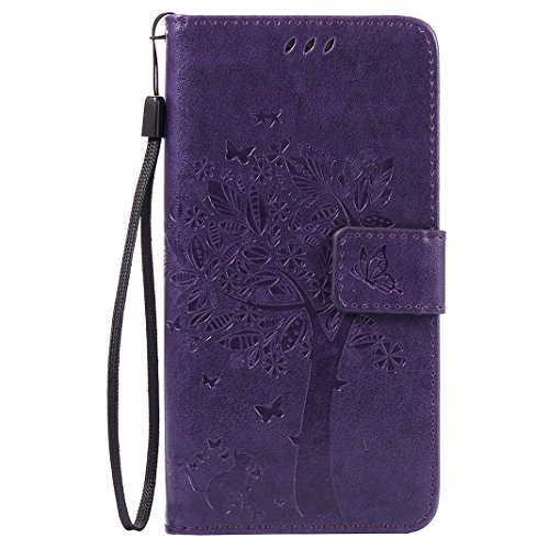 Handyhülle Huawei P9 Plus Leder, Huawei P8/P8 Lite Flipcase,Huawei P9/P9 Lite Leder Cover, Moon mood® PU Leder Tasche für Huawei P9 Plus 5.5 Zoll Schutzhülle Leder Wallet Portemonnaie Kasten-Slot Baummuster Geprägt Abdeckung BookStyle Standfunktion Flip Case Buchformat Unterstützung Magnetverschluss Kartenhalter Weichen TPU Innen Etui Cover - 2