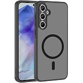 Elfia Samsung Galaxy A55 ile Uyumlu Kılıf Şeffaf Silikon M-Safe Şarj &Ouml;zellikli Kamera Lens ve Darbe Korumalı Mat Kapak Babet 