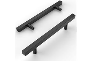 Amerdeco 5 Pièces Poignee de Meuble Cuisine Acier Inoxydable Noir Entraxe 128mm pour Porte d'armoire Poignées de Porte de Cuisine