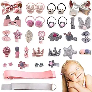 Golden Bird Baby Girls Hair Clips Cute Hair Bows Baby Elastic Hair Ties Hair Accessories Ponytail Holder Hairpins Set For Baby Girls Teens Toddlers, Assorted styles, 36 pieces Pack