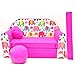 Produktbild WELOX h9 KindersofaBettfunktion3in1-Kindersessel,Ausziehbett,rosaElefanten, Eierschalenfarbe