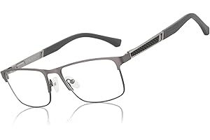 ZENOTTIC Gafas de Lectura para Hombre Mujer – Montura Cuadrada con Filtro de Luz Azul Fibra de Carbono Metal – Lupa Clásica para PC Ordenador Lectura Confortable