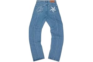 ORANDESIGNE Y2K Jeans Uomo Larghi Pantaloni Cargo Men's Jeans Hip Hop Pantaloni Larghi Denim Pantaloni Pantaloni a Gamba Larga Streetwear