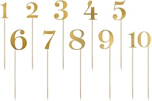 PartyDeco Picks 10 Numeri Oro per Tavole Decorazioni Segnaposti Matrimonio Topper Torta
