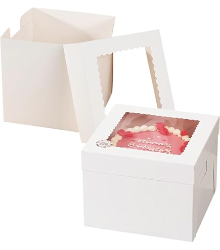 Taartdoos met venster 21x21x9cm. Kraft 3st