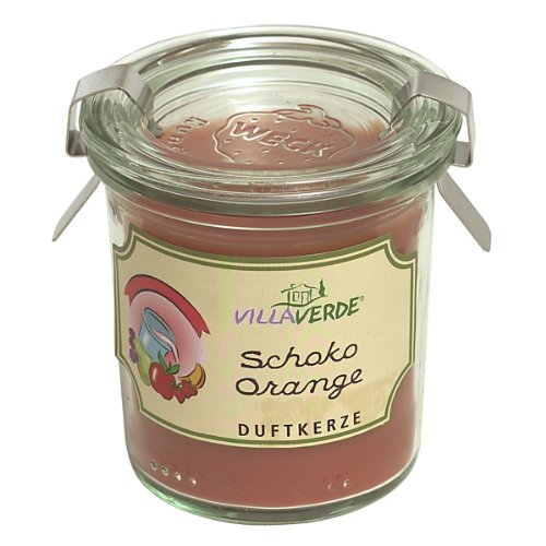 Preisvergleich Produktbild Villaverde Duftkerze im Einmachglas mit Deckel SCHOKO ORANGE