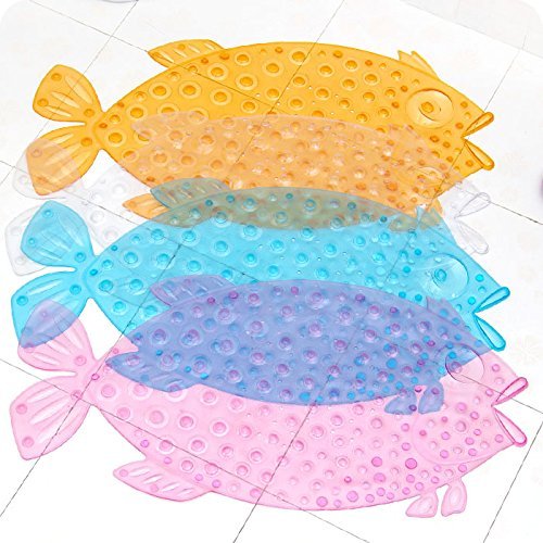 Itian Fisch-Bad Duschmatte mit Rutschfest Anti Skid Saug Sucker, Verbessern Sicher Rate (Orange) - 4